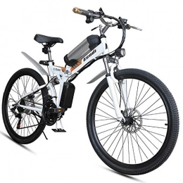 H＆J Bike H＆J Folding electric bicycle, 26-inch portable electric mountain bike high carbon steel frame double disc brake with front LED light hybrid bicycle 36V / 8AH