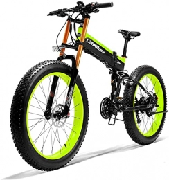 haowahah Bike Haowahah LANKELEISI Adult Electric Bicycle, 48V 12.8Ah 1000W X2000 All-round Electric Bicycle, 20" 4.0 Fat Tire 7-speed Mountain Folding Electric Bicycle (Green, 1000W)
