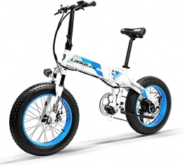 haowahah Bike Haowahah LANKELEISI Adult Electric Bicycle, 48V 12.8AH 500W / 1000W X2000 All-round Electric Bicycle, 20" 4.0 Fat Tire 7-speed Mountain Folding Electric Bicycle (Blue, 1000W)
