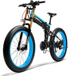 haowahah Electric Bike Haowahah Lankeleisi electric bicycle full-featured electric bicycle folding electric bicycle 26" 4.0 big tire 750plus 48V 14.5ah 1000W upgrade fork (Blue, A battery)
