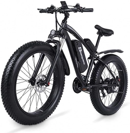 haowahah Bike Haowahah MX02S Electric Bike 48V 1000W Motor Snow Electric Bicycle with Shimano 21 Speed Mountain Fat Tire Pedal Assist Lithium Battery Hydraulic Disc Brake (Black, One battery)