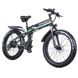 HAOYF Bike HAOYF 1000W Folding Electric Bike with 26 * 4.0 Inch Fat Tire, Lithium-Ion Battery (36V 250W), 3 Riding Modes, Premium Full Suspension & Quality Gear, Green