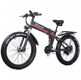 HARTI Folding Electric Bike, 1000W 48V Foldable Mountain Bike with 26Inch Fat Tire,21 Speed Lightweight E-Bike with Pedal Assist Hydraulic Disc Brake, Red