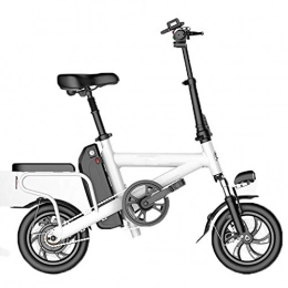 Hbbenz Bike HBBenz Electric Bike, 12 inch Folding E-Bike Scooter Portable City Speed Bike 3 Modes with LED Lighting Unisex Electric Assisted Bicycle Outdoor Riding, battery~5.2ahwhite