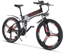 HCMNME Electric Bike HCMNME durable bicycle, Electric Bikes, Folding Bikes Folding Ebike 21 Speed Gear and 26 inch 350W Double Disc Brake Smart Electric Bicycle for Adults and Teens Adults-Black Alloy frame with Dis