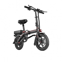 HENGSEN Electric Bicycle, Folding Citybike Men's Ladies, Foldable Electric Bicycle with Battery Electric Bicycles with Front And Reversing Wheel Lighting,Black