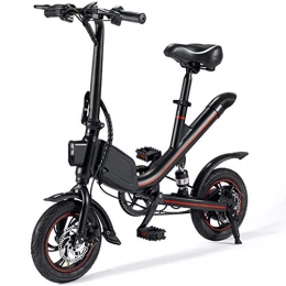 HFJKD Bike HFJKD Folding E-bike City Bicycle, Lightweight Electric Bikes, With Front Light Double Disc Brake Warning Taillight, Max Speed 25km / h, For Adult youth, Black