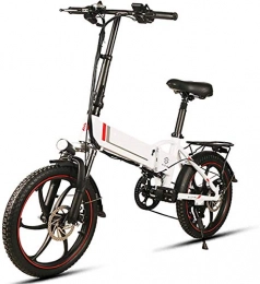Leifeng Tower Electric Bike High-speed 20 in Adult Electric Bike Folding Mountain E-Bike with 48V 8AH Lithium Battery and Aluminum Alloy Back Seat Variable Speed Electric Bicycle Stroke 21.7Mile - 40.3Mile ( Color : White )