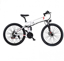 Leifeng Tower Bike High-speed 26'' Electric Bike, Folding Electric Mountain Bike with 48V 10Ah Lithium-Ion Battery, 350 Motor Premium Full Suspension And 21 Speed Gears, Lightweight Aluminum Frame ( Color : White )