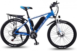 Leifeng Tower Electric Bike High-speed Adult Fat Tire Electric Mountain Bike, 350W Snow Bicycle, 26Inch E-Bike 21 Speeds Beach Cruiser Sports Mountain Bikes Full Suspension, Lightweight Aluminum Alloy Frame ( Color : Blue )