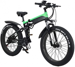 Leifeng Tower Bike High-speed Adult Folding Electric Bikes, Hybrid Recumbent / Road Bikes, with Aluminum Alloy Frame, LCD Screen, Three Riding Mode, 7 Speed 26 Inch City Mountain Bicycle Booster (Color : Green)