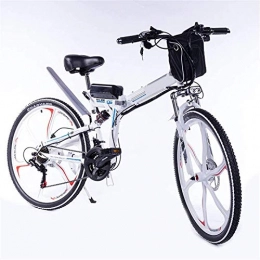Leifeng Tower Bike High-speed Almighty Motor Electric Bike 35km / h 26''4.0 Big Tire Mountain Bike Folding Electric Bike for Adult Women / Men LED Bike Light Fork Suspension Foldable pedals 48V13Ah ( Color : White )