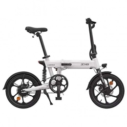 HIMO Electric Bike HIMO Z16 light travel three-stage folding, hidden lithium battery, high-strength shock absorber, Maximum cruising range 80KM Folding Electric Power Assisted Bike (White)