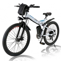 Hiriyt Electric Bike Hiriyt 26'' Electric Mountain Bike with Removable Large Capacity Lithium-Ion Battery (36V 250W), Electric Bike 21 Speed Gear and Three Working Modes (White)