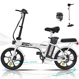 HITWAY Electric Bike HITWAY Electric Bike E-Bike Foldable City Bikes 8.4h Battery, 250W Motor, Assist Range Up to 35-70Km BK5, WHITE-Without throttle