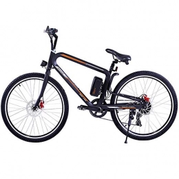 HJHJ Electric Bike HJHJ Electric off-road mountain bike 26-inch electric fat bike with LED front and rear lights men's electric hybrid bicycle / three riding modes, Black