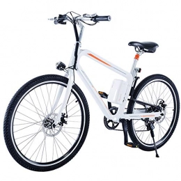 HJHJ Electric Bike HJHJ Electric off-road mountain bike 26-inch electric fat bike with LED front and rear lights men's electric hybrid bicycle / three riding modes, White