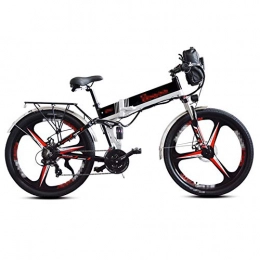 HLeoz Electric Bike HLeoz Electric Folding Bicycle, 26'' Electric Mountain Bike with Built-in and Alternate two Batteries Powerful Endurance 48V 10Ah and Three Working Modes, Black, UE