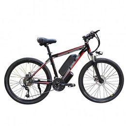 HLEZ Electric Bike HLEZ 26'' Electric Mountain Bike, Electric Bicycle with 350W Motor Removable Large Capacity Lithium-Ion Battery 48V 10Ah 21 Speed Gear Three Working Modes, dark red, US