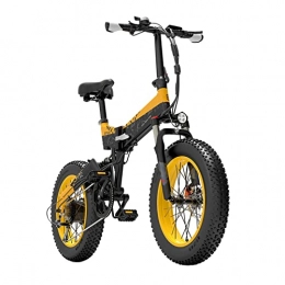HMEI Electric Bike HMEI 1000W Electric Bike Foldable for Adults 20" Fat Tire Mountain Snow Electric Bicycle For Men 48V 15Ah Max Speed 40 Km / H Ebike 130 Km Range (Color : Yellow)