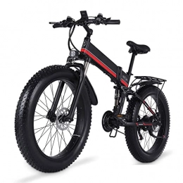HMEI Electric Bike HMEI EBike 1000W Folding Electric Bike for Adults 26" Fat Tire Mountain Beach Snow Bicycles 21 Speed Gear E-Bike with Detachable Lithium Battery 48V 12.8AH Up to 24.8MPH (Color : Red, Size : 1000W)