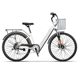 HMEI Electric Bike HMEI EBike E Bike For Adults 26 Inch Electric Assisted Bicycle 15.5 Mph 2 Wheels Adult Electric Bicycles 250W 36V 6Ah / 10Ah / 13Ah Electric Bike Women Portable Electric Bike (Color : White)