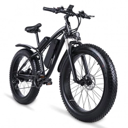 HMEI Electric Bike HMEI EBike Electric Mountain Bike, 48V*17Ah Removable Battery, 26 Inch Fat Tire Bike Electric Bicycle for Adults 21 Speed Gear Front Suspension (Color : Black)