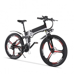 HMEI Electric Bike for Adults 500W Bicycle 26' Tire Folding Electric Bike 48V 12. 8Ah Removable Battery 7 Speed Gears Up to 24Mph (Color : Black red)