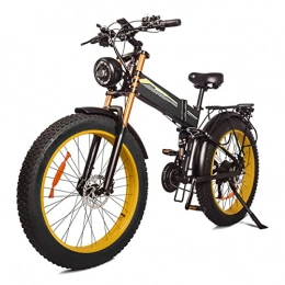 HMEI Electric Bike HMEI Electric Bikes for Adults Electric Bike Foldable for Adults 1000W Motor 48V 14Ah Battery Electric Bicycle 26 Inch Fat Tires Men Mountain Snow Ebike (Color : Yellow)