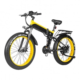 HMEI Bike HMEI Electric Bikes for Adults Foldable Electric Bike 1000W Outdoor Mountain Electric Bicycle for Men 26 Inch Snow 48V Electric Bicycle 4.0 Folded Ebike (Color : Yellow)