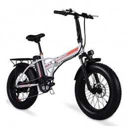 HMEI Electric Bike HMEI Electric Bikes for Adults Women 500W Electric Bike for Adults Foldable Small Wheels 4.0 Fat Tire 48V ​Lithium Battery Booster Electric Bicycle Beach Folding Ebike (Color : 20 inches white)