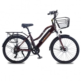 HMEI Electric Bike HMEI Electric Bikes for Adults Women Mountain Electric Bike with Basket 36V 350W 26 Inch Electric Bicycle Aluminum Alloy Electric Bike (Color : Brown, Number of speeds : 7)