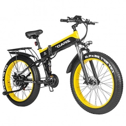 HOME-MJJ Bike HOME-MJJ 1000W Fat Tire Electric Moutain Bike 48V 12.8Ah E-bikes Mens Women Mountain Folding E-Bike City Mountain Bike with Removable Battery And LCD Screen (Color : Yeoolw, Size : 48v-12.8ah)