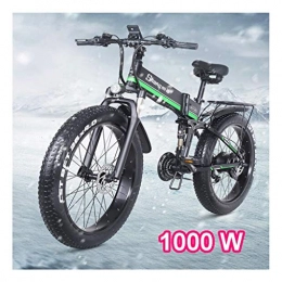 HOME-MJJ Bike HOME-MJJ 48V 1000W Electric Bike 12.8AH 26x4.0 Inch Fat Tire 21speed Electric Bikes Foldable For Adult Female / Male for Outdoor Cycling Work Out (Color : Green, Size : 48V-12.8Ah)