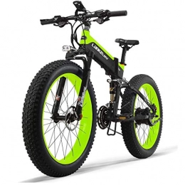 HOME-MJJ Electric Bike HOME-MJJ 48V 10AH 500W engine new all-round electric bike 26 '' 4.0 wholesale tire electric bike 27-speed snow mountain folding electric bike adult female / male with anti-theft device (Color : Green)