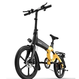 HSJCZMD Electric Bike HSJCZMD Electric Folding Bike, 48v Electric Bike for Men and Women, Hydraulic Spring Shock Absorption, 20-inch Magnesium Alloy Bicycle, Pedal Assist 80km, Yellow