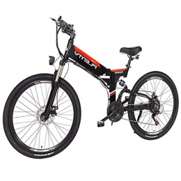 HSTD Bike HSTD 26'' Electric Mountain Bike - Electric Bikes for Adults, 48V 8Ah / 10Ah / 12.8AhRechargeable Lithium Battery, Double Disc Brake with Shimano 21 Speed Mountain Electric Bicycle Red-Spoke whe