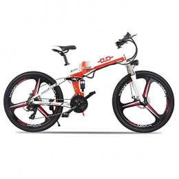 HUAEAST Bike HUAEAST Folding Electric Bike, 26 Inch Mountain Bike with Removable Lithium Battery and LCD Display White