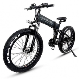 HUAKAI Electric Bike HUAKAII Fat Tire Ebike 1000W 48V 13ah Electric Mountain Bike, 26" Folding E-Bike (black)