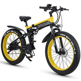 HUAKAI Bike HUAKAII Fat Tire Ebike 1000W 48V 13ah Electric Mountain Bike, 26" Folding E-Bike (yellow)