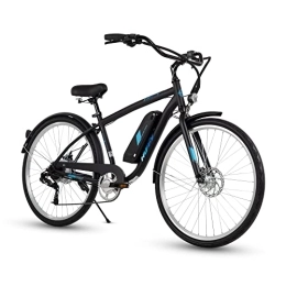 Huffy Everett Plus 27.5” Ebike Electric Comfort Bike for Adults, 7 Speed, Black Aluminium Frame, City Hybrid Pedal Assist Bike with disc brakes & light