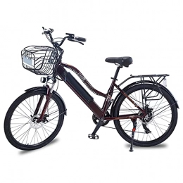 HULLSI Electric Bike HULLSI Electric Bike, 26 Inch Aluminum Alloy Electric Bikes for Adults Mountain Bike 36V / 10Ah Removable Battery, 7 Speed Gears, Double Disc Brakes, Brown, 10AH