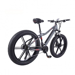 HULLSI Bike HULLSI Electric Bike, Aluminum Alloy for Adults Mountain Bike with 36V 350W Motor, Removable Lithium Battery, 27 Speed Gears, Rough Wheel Snowmobile Double Disc Brakes, Gray, 26 inch