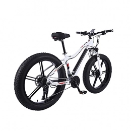 HULLSI Bike HULLSI Electric Bike, Aluminum Alloy for Adults Mountain Bike with 36V 350W Motor, Removable Lithium Battery, 27 Speed Gears, Rough Wheel Snowmobile Double Disc Brakes, White, 26 inch