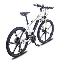 HULLSI Bike HULLSI Electric Bike, Aluminum Alloy Frame for Adults Mountain Bike with 350W Motor, 36V / 10Ah Removable Battery, 27 Speed Gears, Double Disc Brakes, White, 26 inch