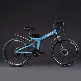 HWJF Folding electric bicycle mountain bike, 48V 15Ah 350W motor /26 inch wheel intelligent LCD one-key automatic control switch,Blue