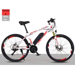 HWOEK Electric Bike HWOEK Adult Off-Road Electric Bicycle, 26'' Electric Mountain Bike with Removable Lithium-Ion Battery 21 / 27 Variable Speed, white red, A 36V10AH