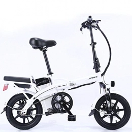 HWOEK Electric Bike HWOEK Adults Folding Electric Bike, with 350W Motor 14 Inches Pedal Assist E-Bike Dual Disc Brakes Removable Battery with Mobile Phone Stand Urban Commuter Electric Bike, White, 16A