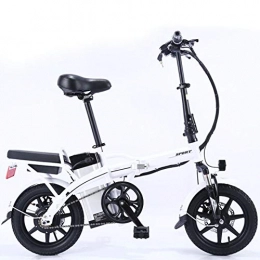 HWOEK Bike HWOEK Adults Folding Electric Bike, with 350W Motor 14 Inches Pedal Assist E-Bike Dual Disc Brakes Removable Battery with Mobile Phone Stand Urban Commuter Electric Bike, White, 25A