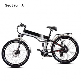 HWOEK Electric Bike HWOEK Adults Mountain Electric Bike, 350W Motor 48V Removable Battery 26'' City Folding Electric Bike Dual Disc Brakes with Back Seat 21 Speed Transmission Gears, Black, A